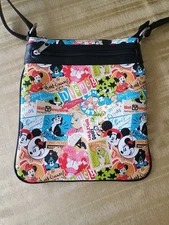 Disney Parks Crossbody Bag Mickey Minnie Mouse Goofy Print Zip Shoulder Purse 