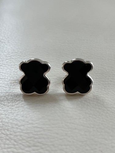 Authentic Onyx and Silver TOUS BEAR Earrings