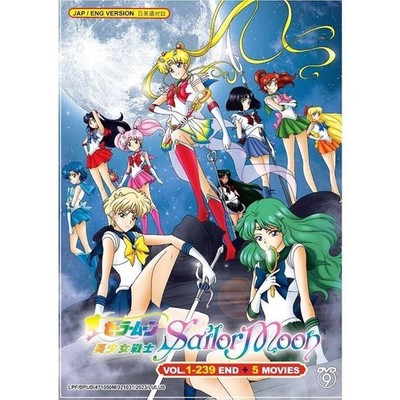 Sailor Moon Complete 90's (Vol. 1-239 + 5  Movies) English Dub 6 Seasons 12 DVDs