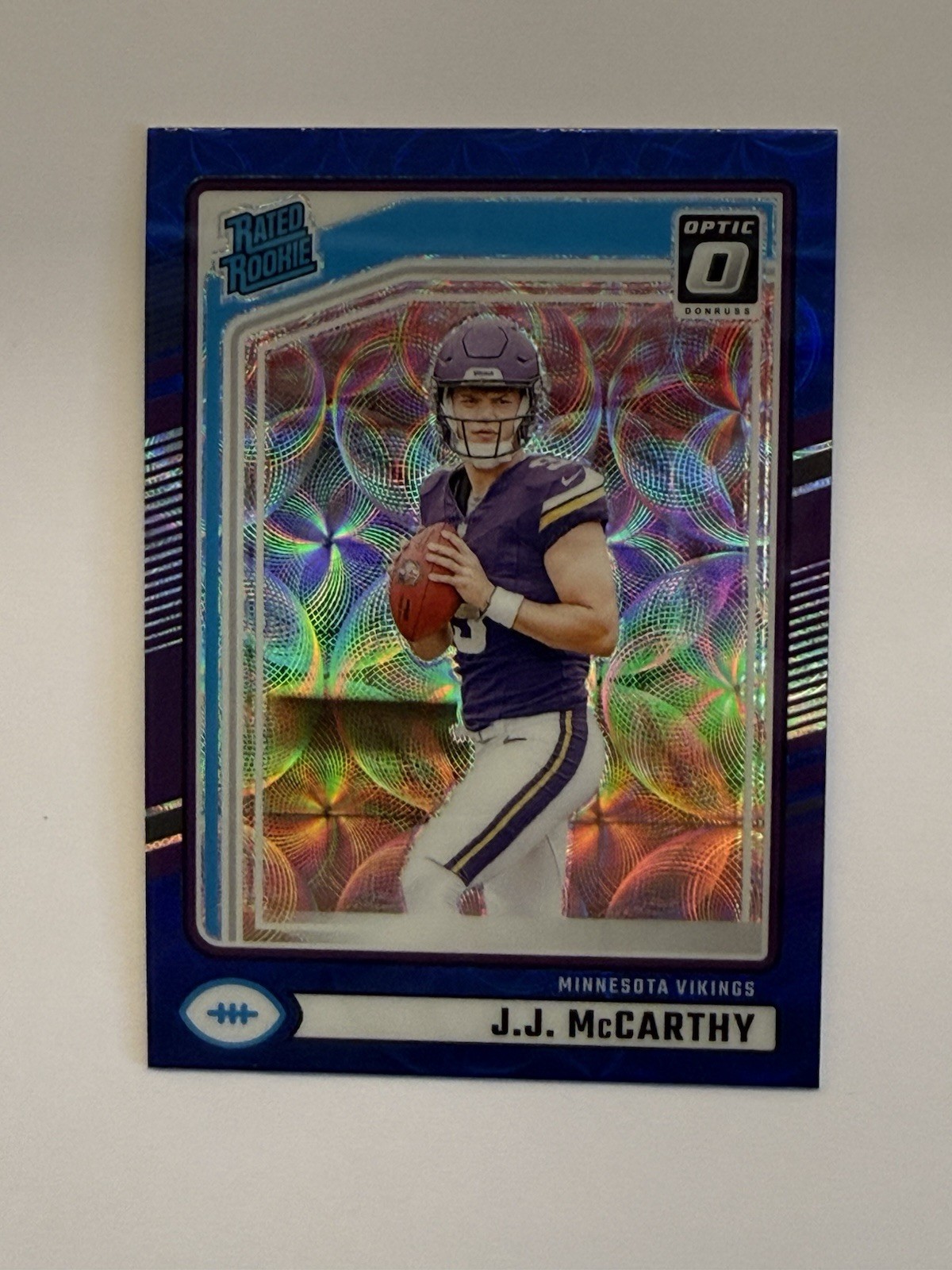 2024 Panini Donruss - Rated Rookie J.J. McCarthy #303 Optic Preview Blue Scope