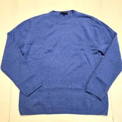 VINCE Heavy Knit Crew Neck Pullover Sweater Men's LARGE L Blue 100% CASHMERE