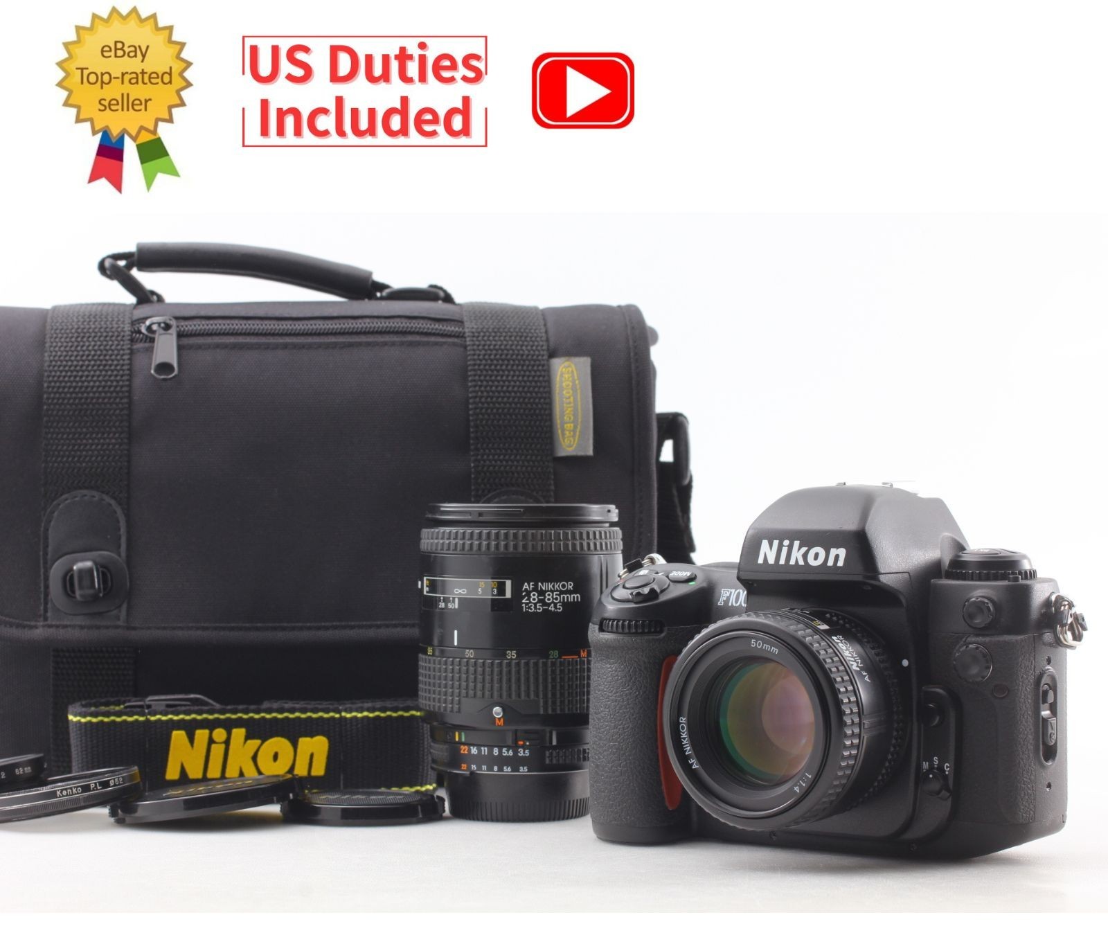 2 Lens [Top MINT w/ Bag] Nikon F100 Film Camera AF 50mm f/1.4 28-85mm From JAPAN