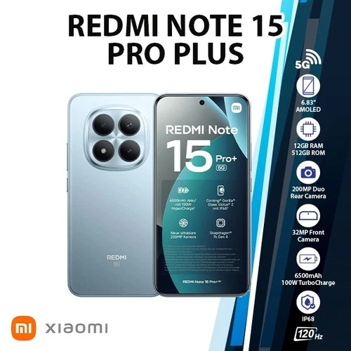 Xiaomi Redmi Note 15 Pro Plus Android Cell Phone 12GB+512GB/BLUE/Dual SIM