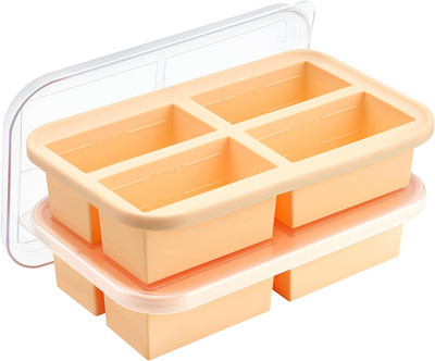 Super Ice Cube Tray 1 Cup X 4 Portions Big Silicone Freezing Mold with Lid, for