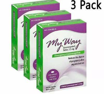My Way Emergency Contraceptive 1 Tablet (compare to Plan B) 3 Pack Exp 10/2026