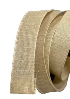 Tan 1.5'' x 2 yd Linen Wired Ribbon Natural Sandy Tan Everyday Country Seasonal