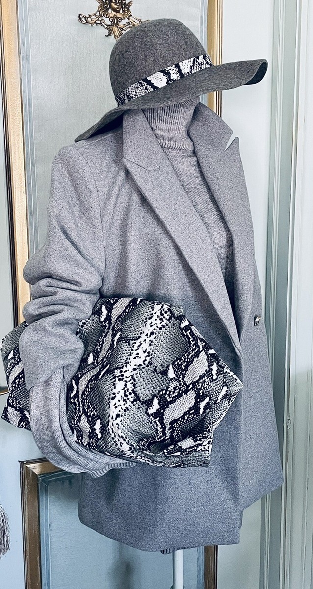 NWT Gray Snakeskin Faux Leather Shoulder Bag Large Size | eBay