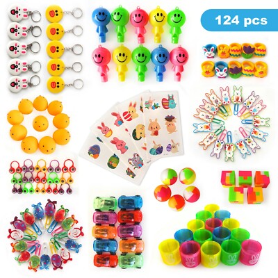 Easter Prizes Kids Party Favors Easter Egg Basket Stuffers Fillers Toys 124PCS