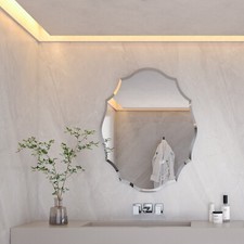 US Large Antique Oval Edged Silver Wall-mounted Mirror Makeup Dressing Mirror