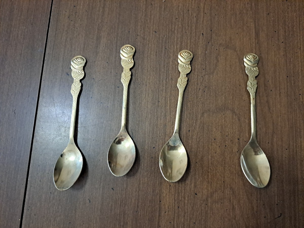 Vintage: Rostfrei Rose Pattern Gold Plate Spoons Lot of 4 | eBay