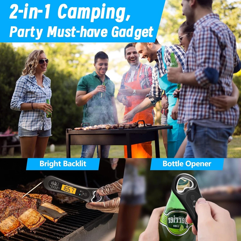 Meat Thermometer Digital, Instant Read Meat Thermometer for Grill and Cooking, I