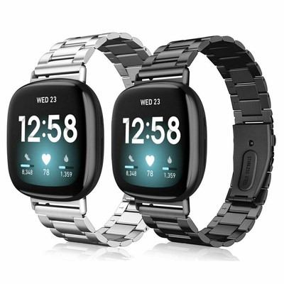 For Fitbit Versa 3 / Fitbit Sense Classic Stainless Steel Metal Band Replacement