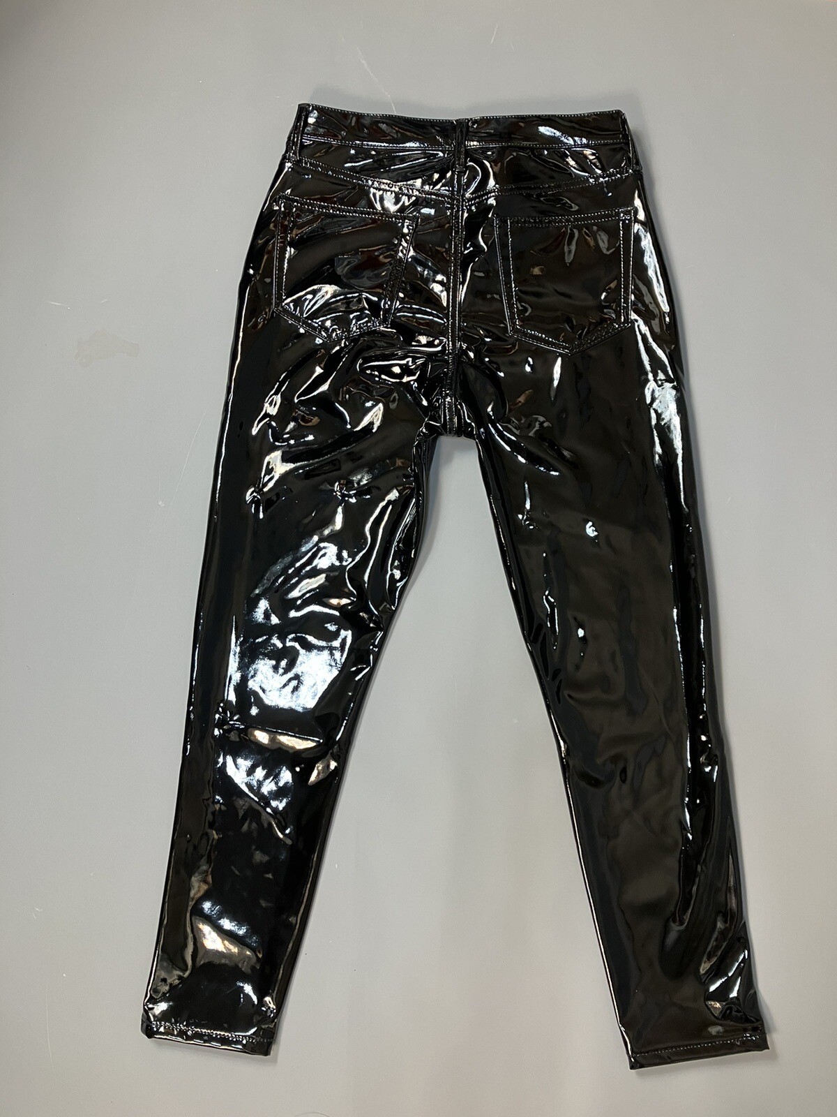 Topshop Black Wet Look Vinyl Editor Crop Jeans Trousers 10 W28 BNWT RRP £49.99 image 7