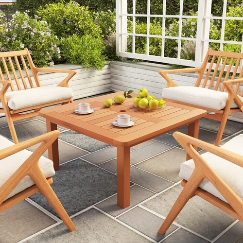 Outdoor Patio Dining Table W/ 2" Umbrella Hole Coffee Square End Table Furniture - Picture 4 of 15