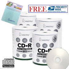 400 PK Smartbuy 52X CD-R Silver Inkjet Hub Printable Disc FREE Micro Fiber Cloth