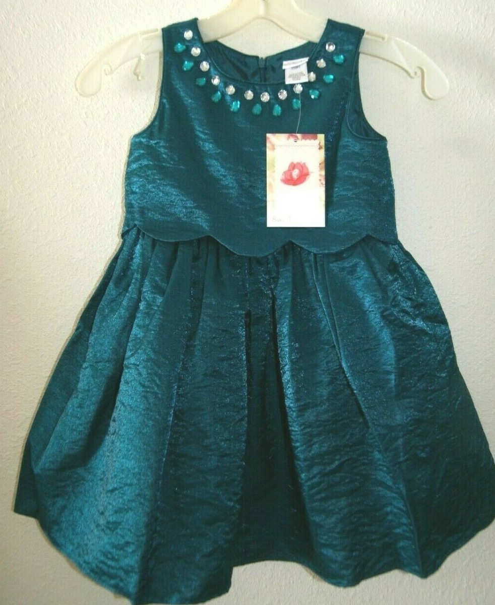 New NWT Sweet Heart Rose Party Holiday Boutique Teal Green Dress Sz 6 Twins  | eBay
