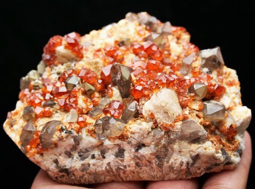 320g Top ! Spessartine Garnet with Smoky Quartz Crystal Mineral Specimen - Picture 8 of 9