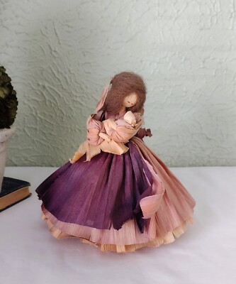 Nan s Vintage Corn Husk Doll - Mom & Baby 7 1/2'' Prairie 1984