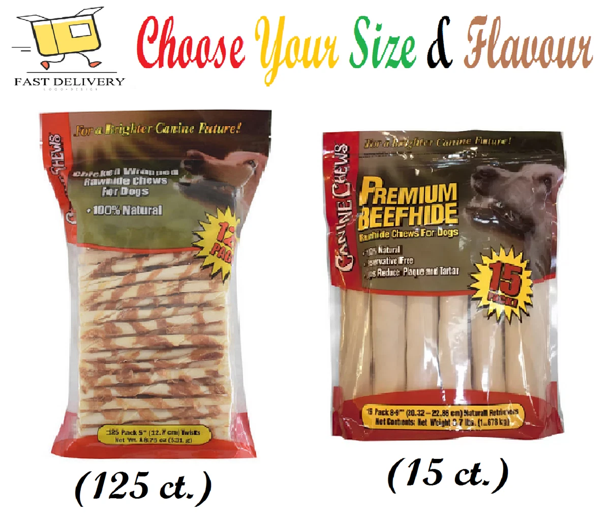 Canine Chews Chicken Wrapped Rawhide Chews for Dogs 125 ct