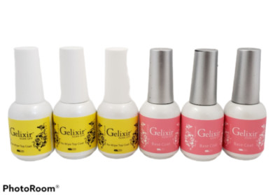 GELIXIR Soak Off Gel No Wipe Top & Base Duo  3 pairs Deal 2023