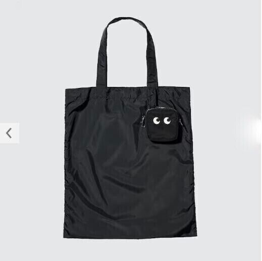 完売品！今期 ANYA HINDMARCH TOTE X/S ハンドバッグ NWT- UNIQLO x Anya Hindmarch,Packable black tote bag charm