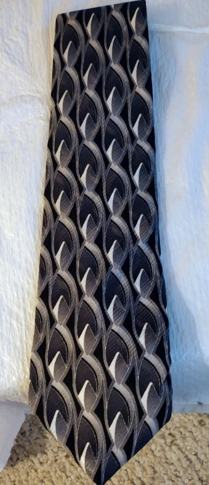 Corbata para hombre J Ferrari negra blanca y gris Foto 2 de 4