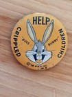 1958 ~ BUGS BUNNY "Help Crippled Children" Warner Brothers Fold Over Button/Pin — photo 3