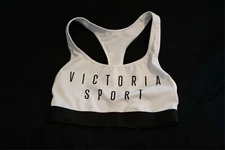 Victoria's Secret The Player Racerback Sports Bra White Black Spellout XS H11442