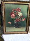 Antique painting "bouquet of carnations".'Oil on panel Antique Oil Painting