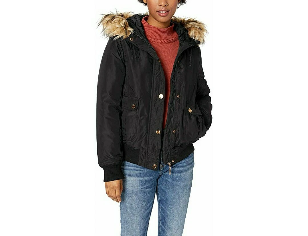 Women's Rocawear Bomber Jacket Faux Fur Black OLR472H Size Med MSRP $119  192334178378 | eBay