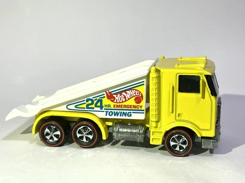 1986  Mattel Hot Wheels  24 Hour Towing Yellow Truck 😎CUSTOM MADE REDLINE