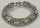 Vintage Retro c1950s Signed Marked WEISS Wide Clear White Rhinestone Bracelet 7"