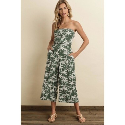 Boutique Dress Forum Green Palm Floral Wide Leg Jumpsuit L | eBay Boutique Dress Forum Green Palm Floral Wide Leg Jumpsuit L | eBay