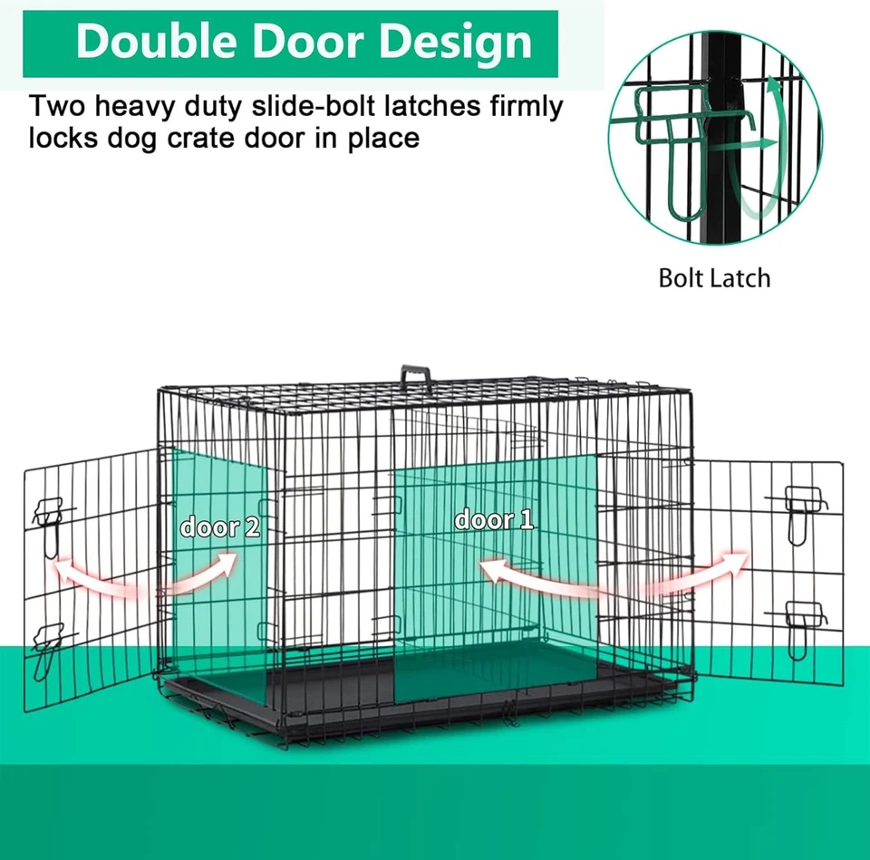 XL Dog Crate Dog Kennel Cage with Double Door,42 Inch Folding Metal Wire Dog Cag - Image 4 of 4