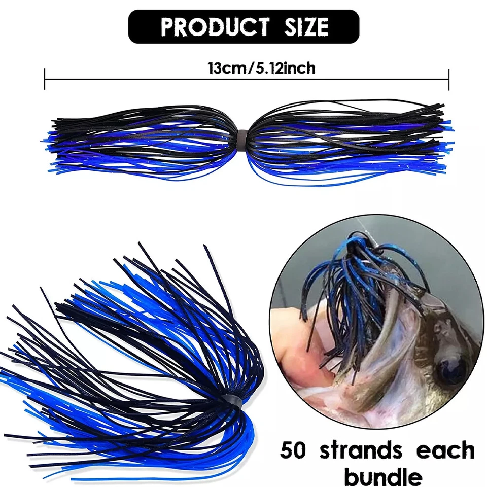 24 Bundles Silicone Jig Skirts Fishing Lure Skirt Replacement for Spinnerbaits - Image 2 of 4