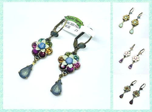 Earrings Lovely Michal Negrin Crystals Flowers Made in Israel