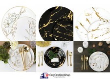 Premium Elegant Disposable 7.5"  10" Plastic Plates For Dinner Parties Events