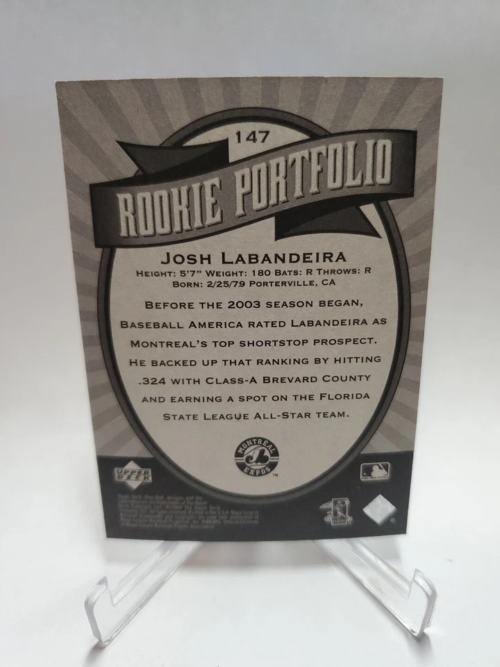 2004 Upper Deck Play Ball Rookie Portfolio /2004 Josh Labandeira #147 Rookie RC - Image 3 of 3