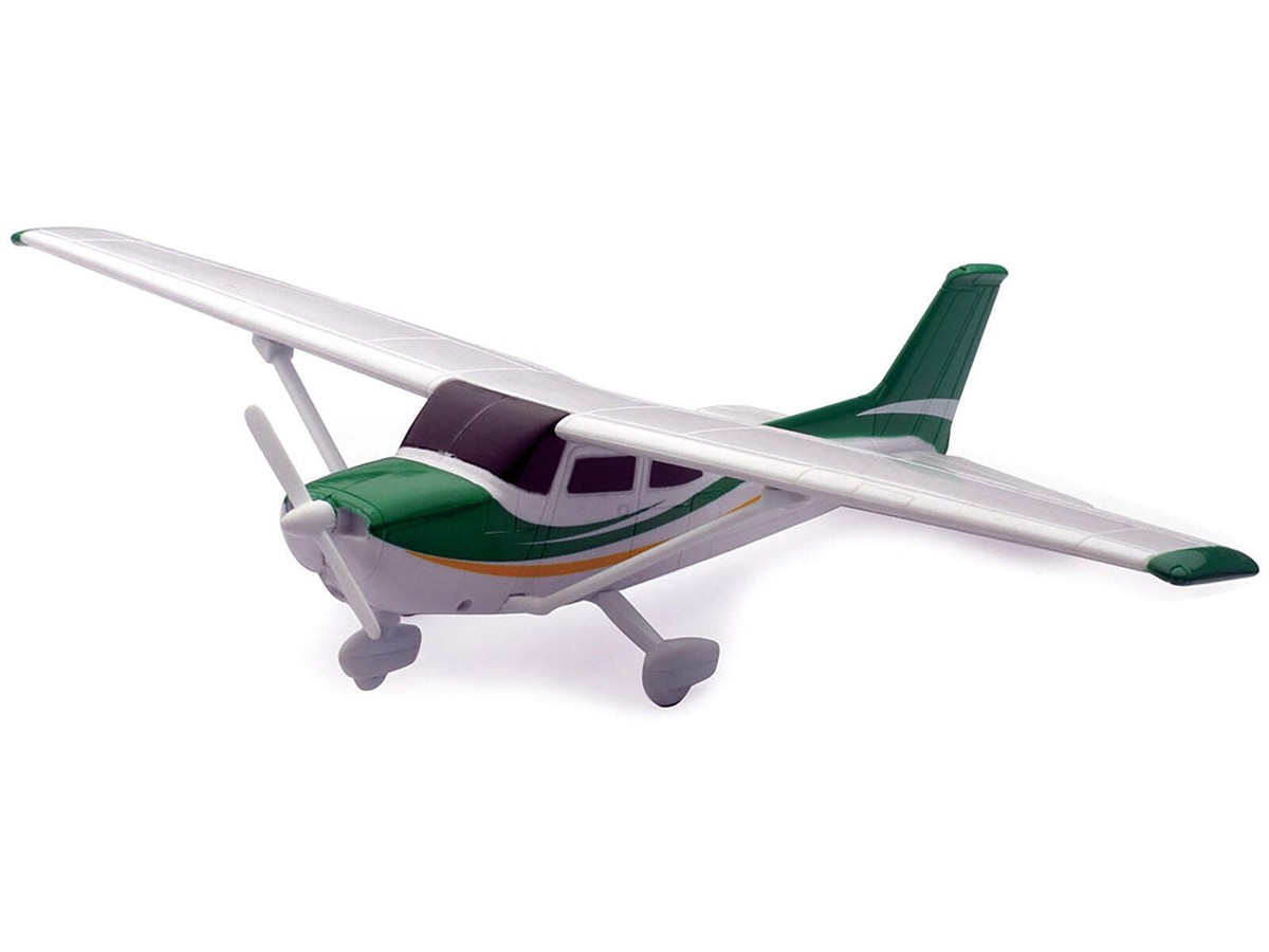 Model Kit Cessna 172 Skyhawk Aircraft White with Green and Yellow