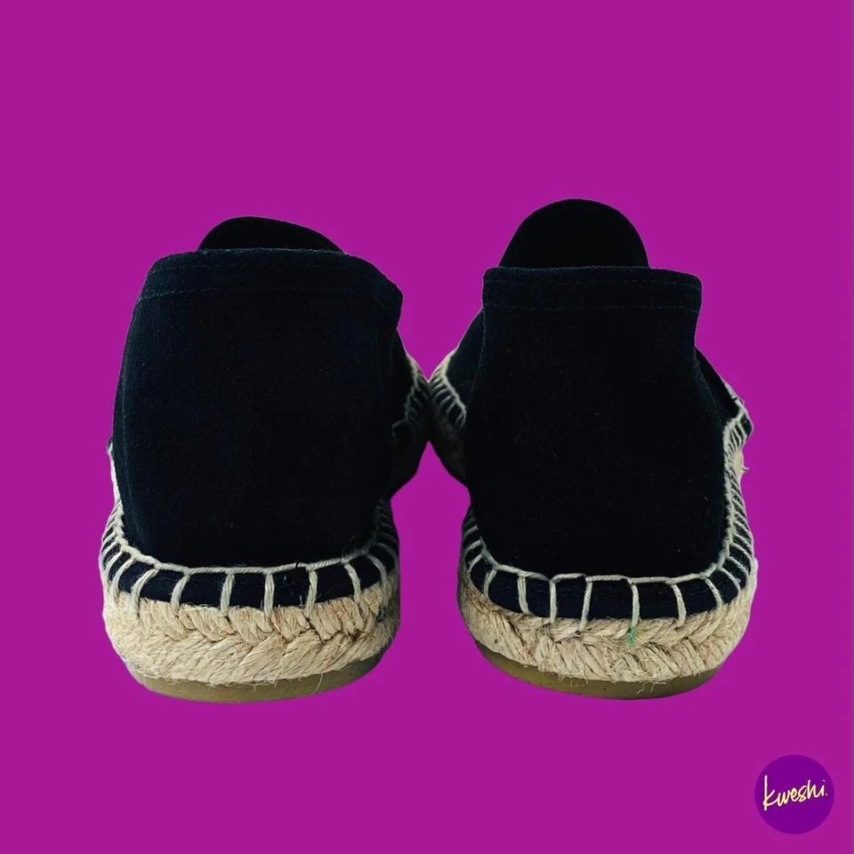 Alpargatas de gamuza para mujer FIRETRAP, parte superior súper suave, ribete natural, negras, Reino Unido 7 Foto 3 de 4