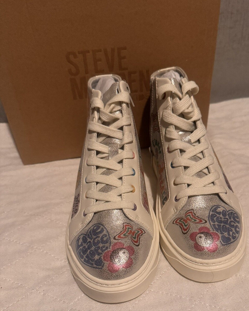 Steve Madden Girls Shoes Girls Chipper Sneaker, Silver Multi Sz 4
