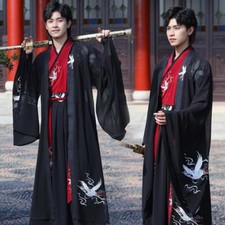 Men Chinese Ancient Costume Martial Arts National Style Retro Cosplay 3Pc Set