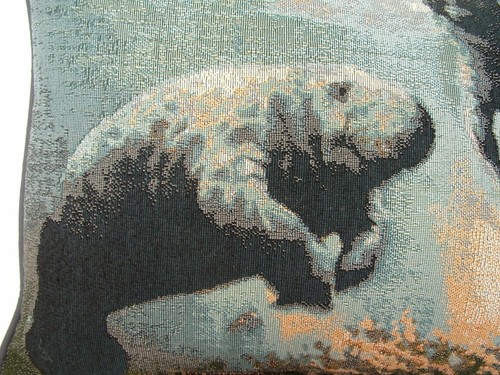 Manatee -Two Manatee Swimming In Murky Waters, Tapestry Pillow New - 第 4/7 張圖片