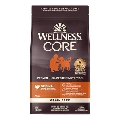 Wellness CORE Grain Free Dry Dog Food Original Turkey Chicken 4 Pound Bag