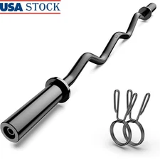 Ergonomic EZ Curl Bar 47in Olympic Bar Anti-Slip Chrome Steel 500lbs Capacity US