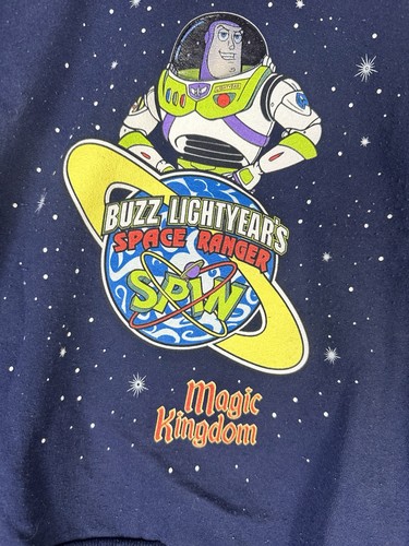Vintage Walt Disney World Kids Sweater Youth M Blue Buzz Lightyear USA Made - Picture 2 of 6