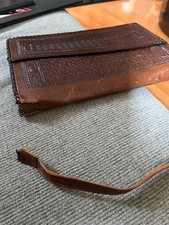 Vintage Mexican Handmade hand tooled leather pouch wallet