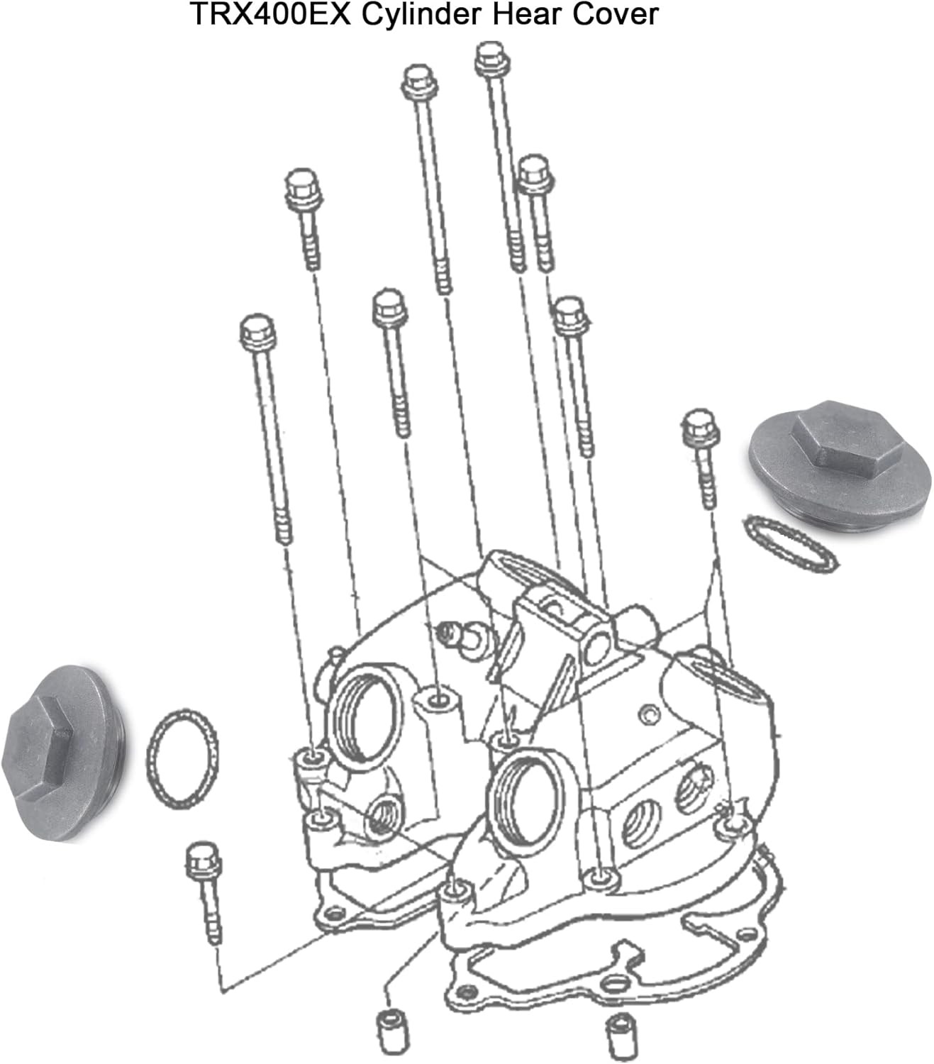 Valve Tappet Adjustment Cover Cap for Trx400ex Trx400x XR250R XR400R, Oil Dra...