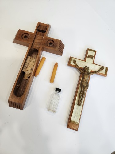 Vintage Crucifix Cross Sick Call Last Rites Kit Complete!!! - Picture 2 of 9
