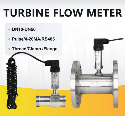Turbine Flow Meter Industrial 4-20mA Pulse Output Threaded Oil Water Sensor